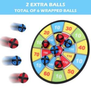 Kids Velcro Dart Board Game with 6 Balls Using Hook-and-Loop Fasteners